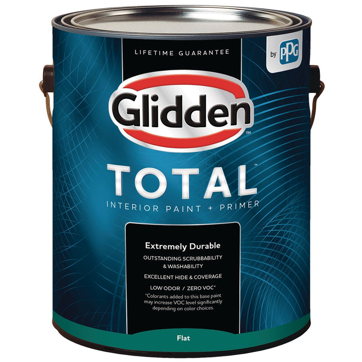 Glidden Total Interior Paint + Primer Flat White & Pastel Base 1 Gallon