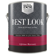Best Look 100% Acrylic Latex Paint & Primer In One Flat Exterior House Paint, Bright White, 1 Gal.