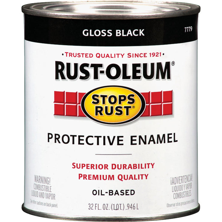 Rust-Oleum Stops Rust Oil Based Gloss Protective Rust Control Enamel, Black, 1 Qt.