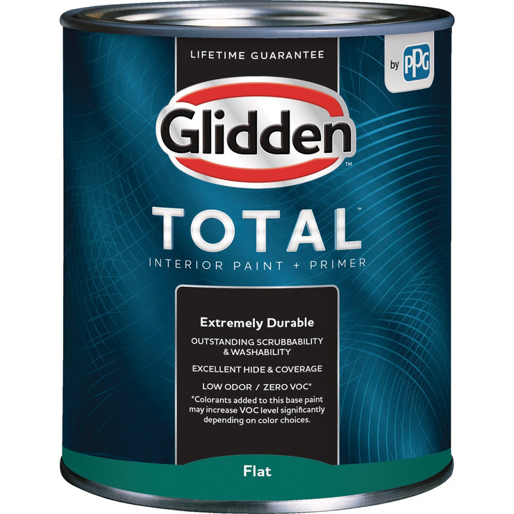 Glidden Total Interior Paint + Primer Flat White & Pastel Base Quart