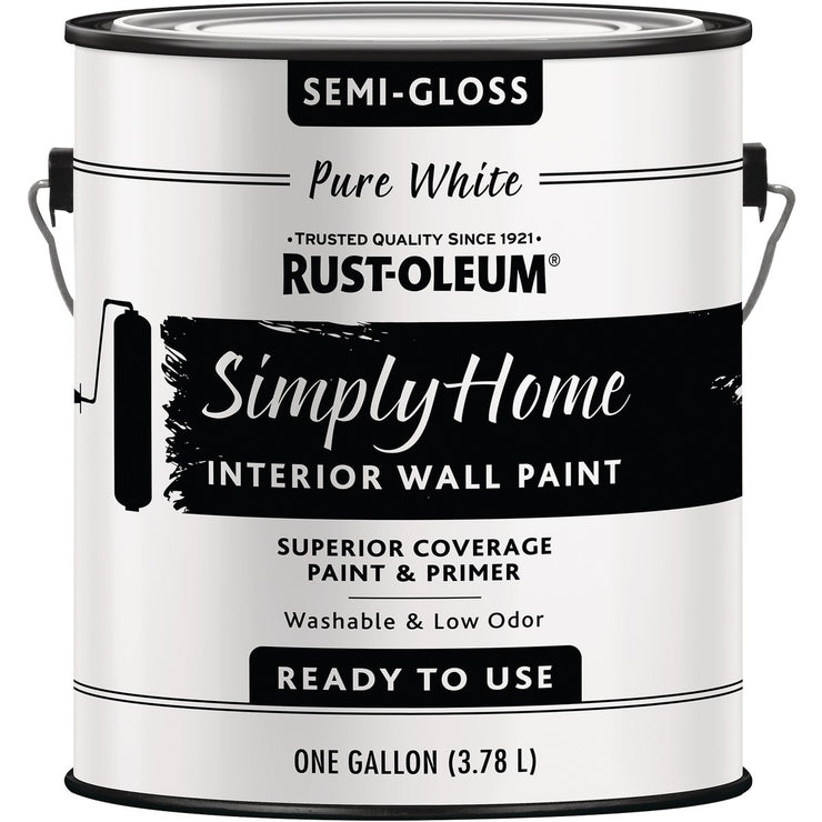 Simply Home Semi-Gloss Pure White Interior Wall Paint, Gallon