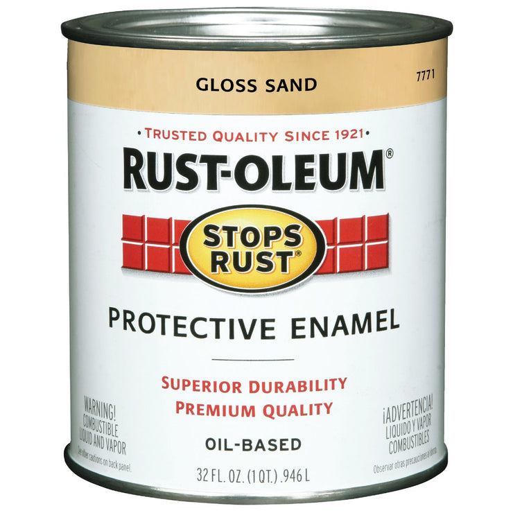 Rust-Oleum Stops Rust Oil Based Gloss Protective Rust Control Enamel, Sand, 1 Qt.