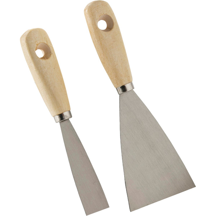 Smart Savers Wooden Handle Steel Blade Putty Knife Scraper Set, (2-Piece)