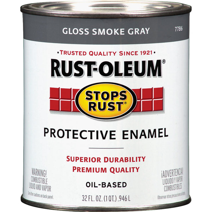 Rust-Oleum Stops Rust Oil Based Gloss Protective Rust Control Enamel, Smoke Gray, 1 Qt.
