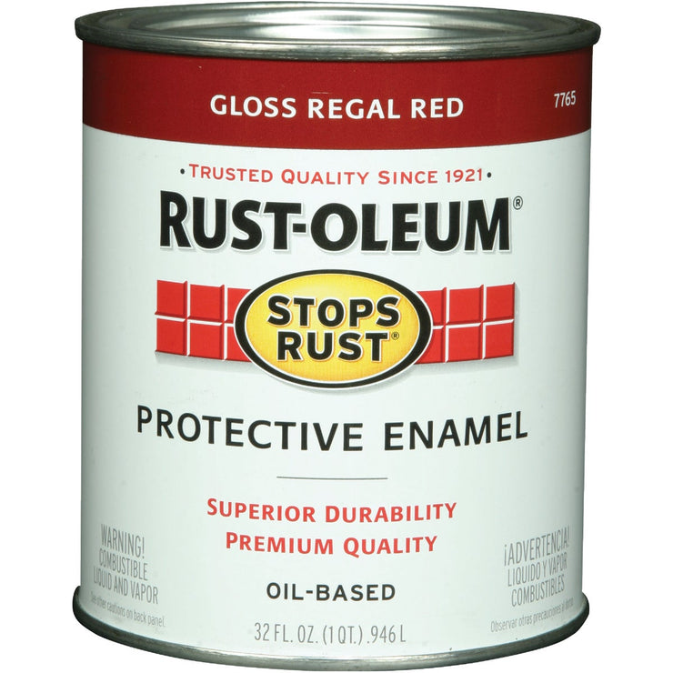 Rust-Oleum Stops Rust Oil Based Gloss Protective Rust Control Enamel, Regal Red, 1 Qt.