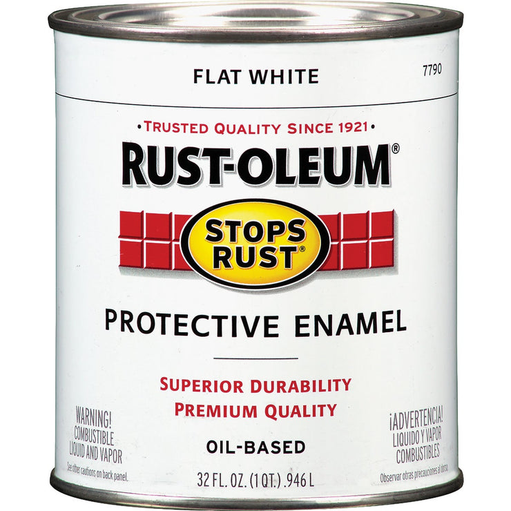 Rust-Oleum Stops Rust Oil Based Flat Protective Rust Control Enamel, White, 1 Qt.