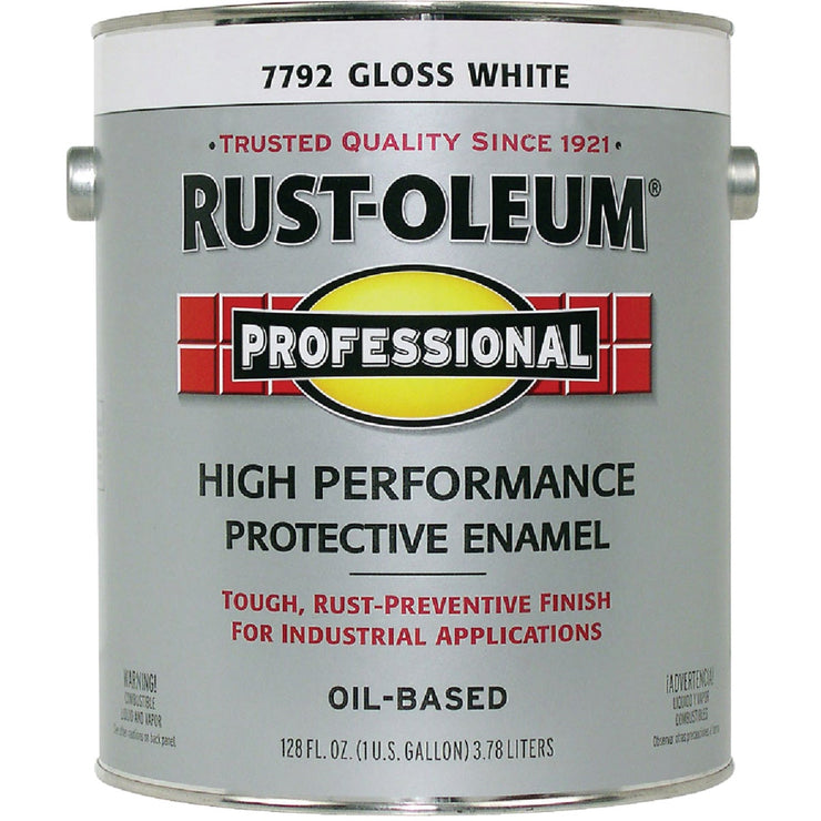 Rust-Oleum Professional Oil Based Gloss Protective Rust Control Enamel, White, 1 Gal.