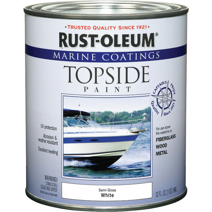 Rust-Oleum Semi-Gloss Marine Boat Topside Paint, White, 1 Qt.