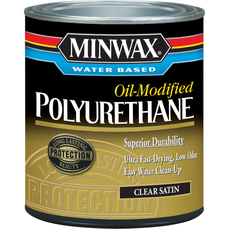 Minwax Satin Water Based Oil-Modified Interior Polyurethane, 1 Qt.