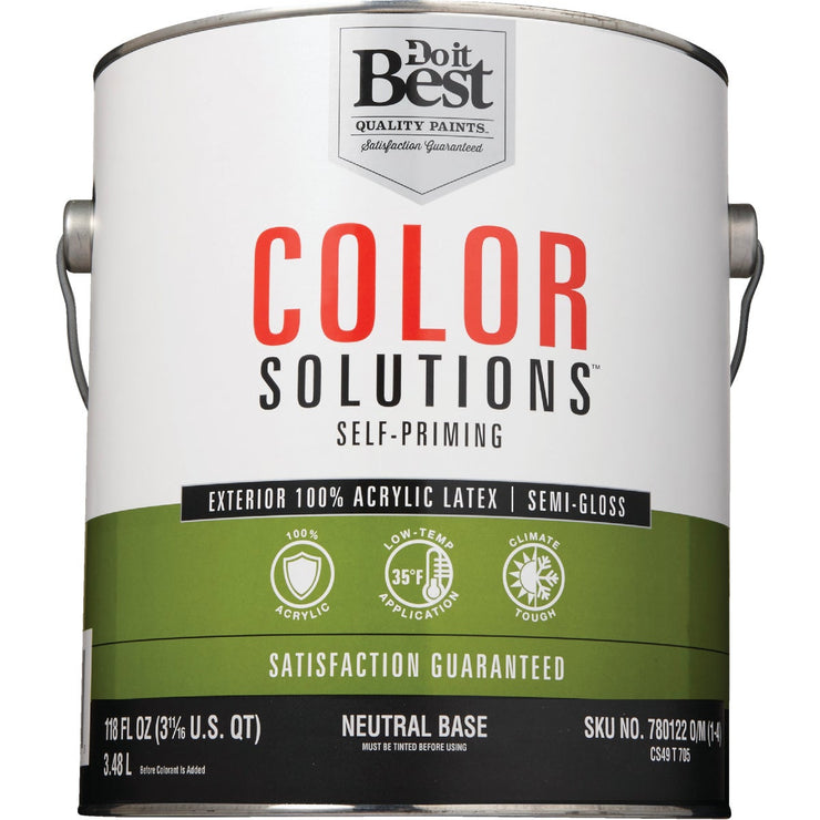 Do it Best Color Solutions 100% Acrylic Latex Self-Priming Semi-Gloss Exterior House Paint, Neutral Base, 1 Gal.