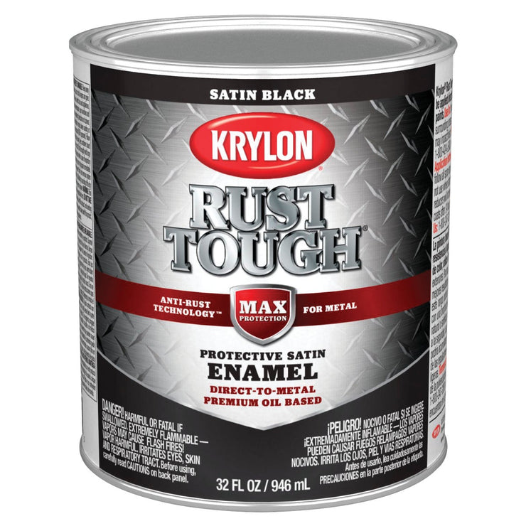 Valspar Anti-Rust Oil-Based Satin Armor Rust Control Enamel, Black, 1 Qt.