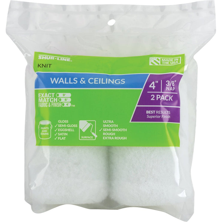 Shur-Line Shur-Flow 4 In. x 3/8 In. Trim Knit Fabric Roller Cover (2-Pack)