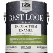 Best Look Alkyd/Oil Base Semi-Gloss Door & Trim Enamel Interior Wall Paint, White-Pastel Base, 1 Gal.