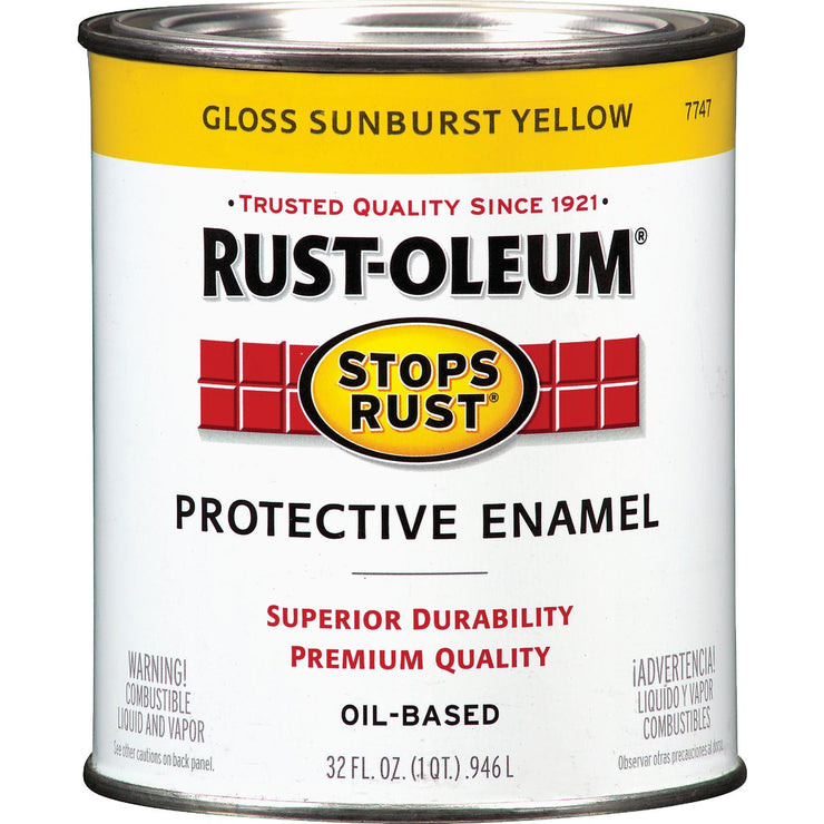 Rust-Oleum Stops Rust Oil Based Gloss Protective Rust Control Enamel, Sunburst Yellow, 1 Qt.