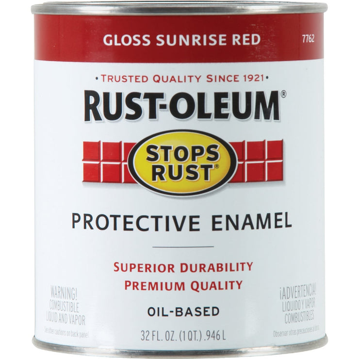 Rust-Oleum Stops Rust Oil Based Gloss Protective Rust Control Enamel, Sunrise Red, 1 Qt.