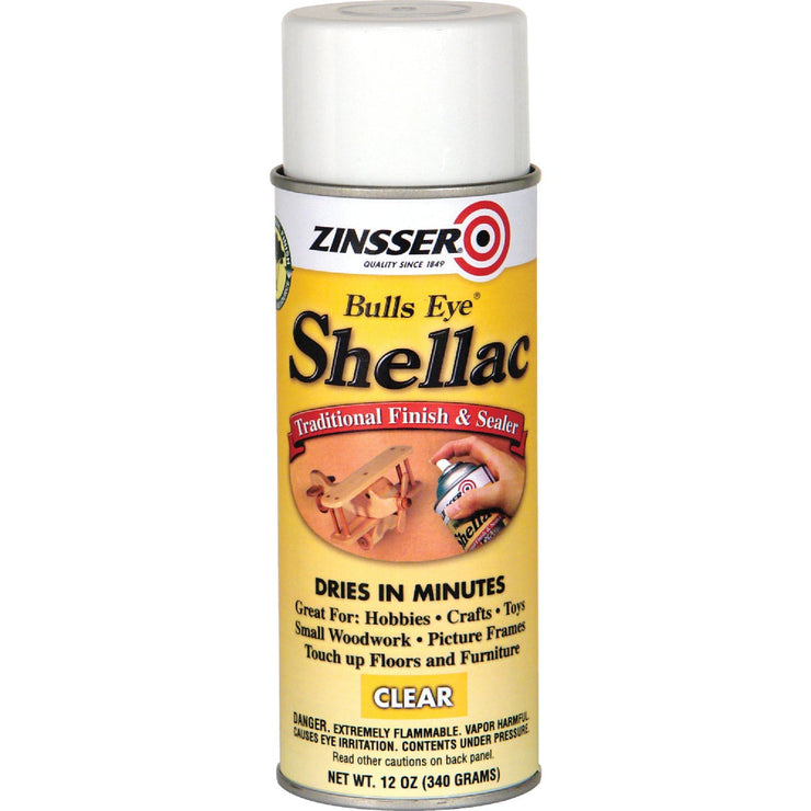 Shellac Hardware Zinsser Bulls Eye Clear Shellac, 12 Oz. Aerosol Spray – Hemlock Hardware