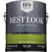 Best Look 100% Acrylic Latex Paint & Primer In One Semi-Gloss Exterior House Paint, Pastel Base, 1 Gal.