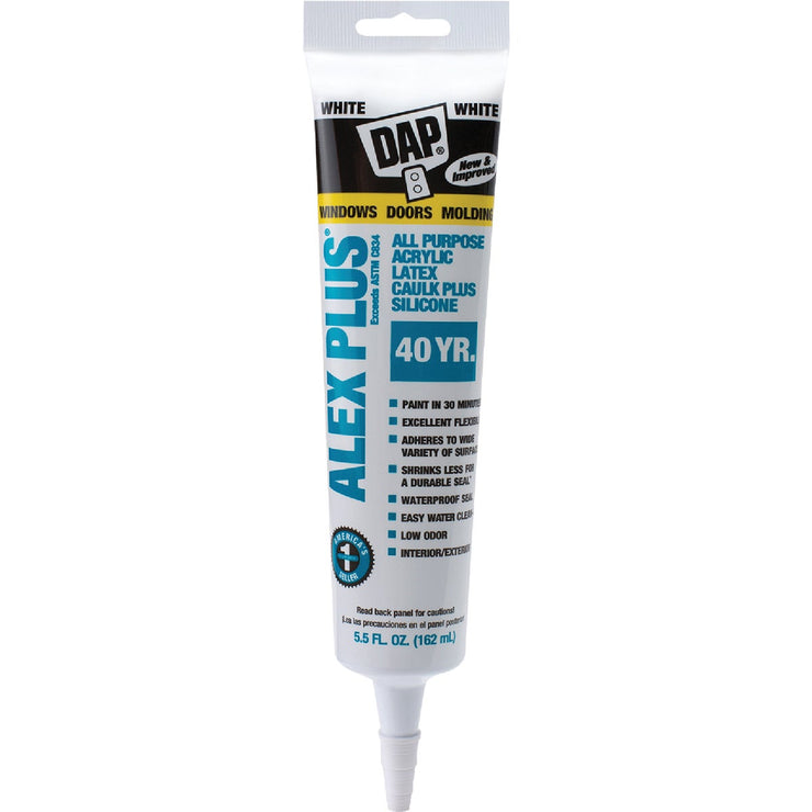 Dap Alex Plus 5.5 Oz. All Purpose White Siliconized Acrylic Latex Caulk