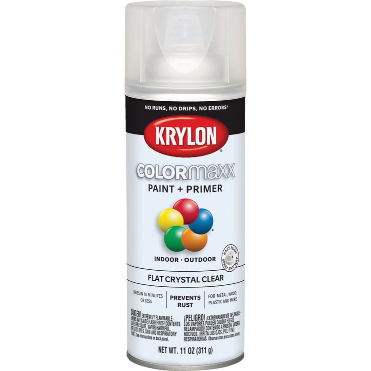 Krylon ColorMaxx 11 Oz. Flat Paint + Primer Spray Paint, Crystal Clear