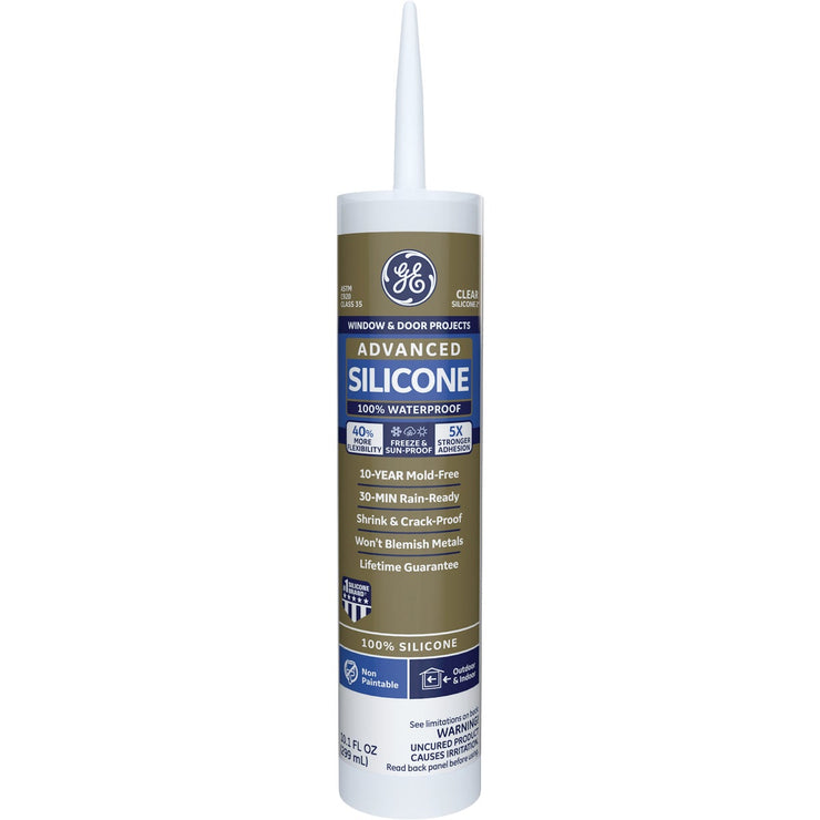 GE Advanced Silicone 2 Window & Door Sealant, Clear, 10.1oz