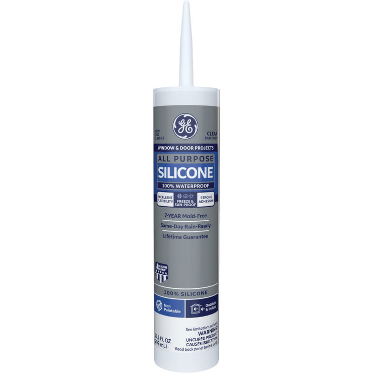 GE All Purpose Silicone 1 Sealant, Clear, 10.1oz