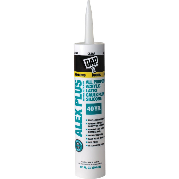 Dap Alex Plus 10.1 Oz. All Purpose Clear Siliconized Acrylic Latex Caulk