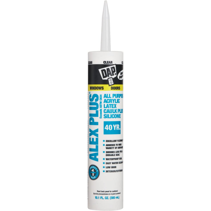 Dap Alex Plus 10.1 Oz. All Purpose Clear Siliconized Acrylic Latex Caulk