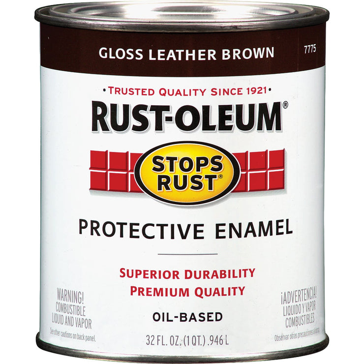 Rust-Oleum Stops Rust Oil Based Gloss Protective Rust Control Enamel, Leather Brown, 1 Qt.
