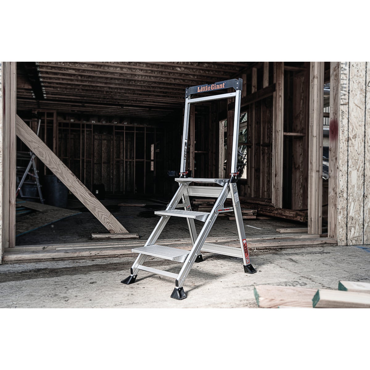 One Inch Step Little Giant Jumbo Step 42 In. Aluminum Step Ladder with 375 Lb. Load ...
