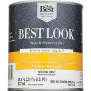 Best Look Latex Paint & Primer In One Eggshell Interior Wall Paint, Neutral Base, 1 Qt.