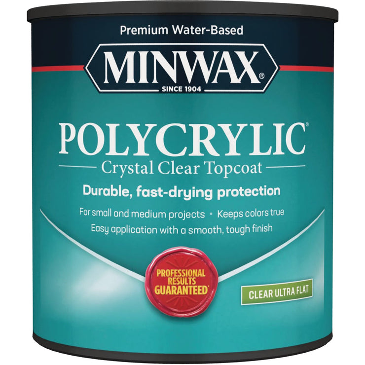 Minwax Polycrylic Clear Ultra Flat Protective Finish, 1 Qt.