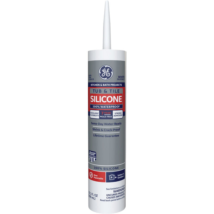 GE Tub & Tile Silicone 1 Sealant, White, 10.1 Oz. (GE712)