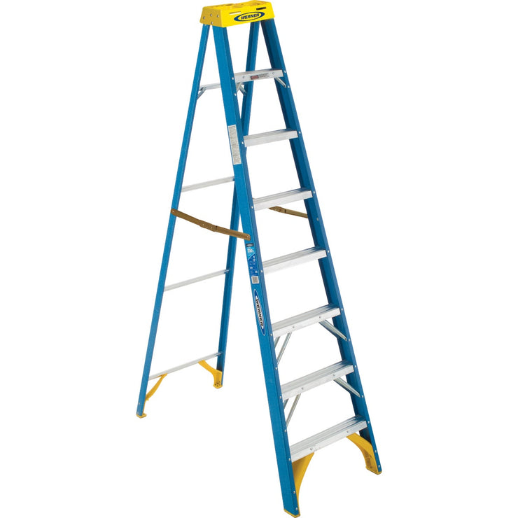 Werner 8 Ft. Fiberglass Step Ladder with 250 Lb. Load Capacity Type I Ladder Rating