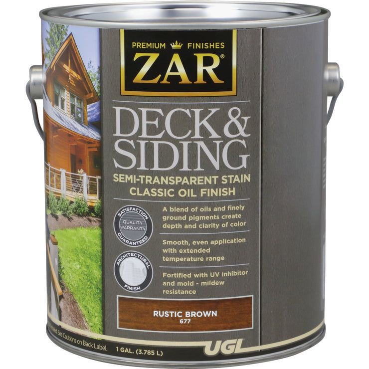 ZAR Semi-Transparent Deck and Siding Stain, Rustic Brown, 1 Gal.