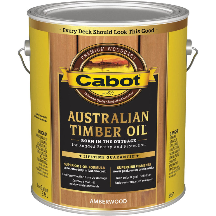 Cabot Australian Timber Oil Translucent Exterior Oil Finish, Amberwood, 1 Gal.