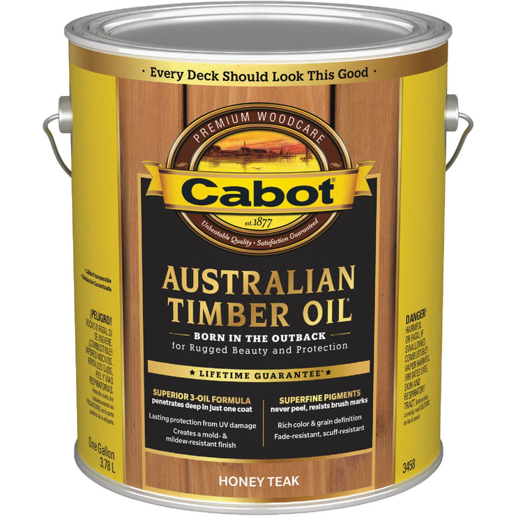 Cabot Australian Timber Oil Translucent Exterior Oil Finish, Honey Teak, 1 Gal.