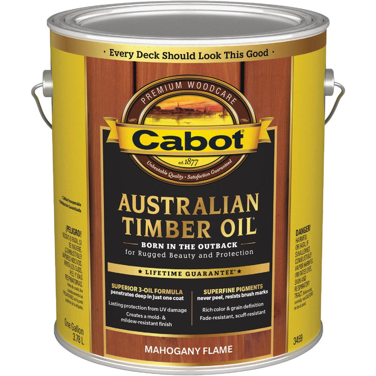 Cabot Australian Timber Oil Translucent Exterior Oil Finish, Mahogany Flame, 1 Gal.