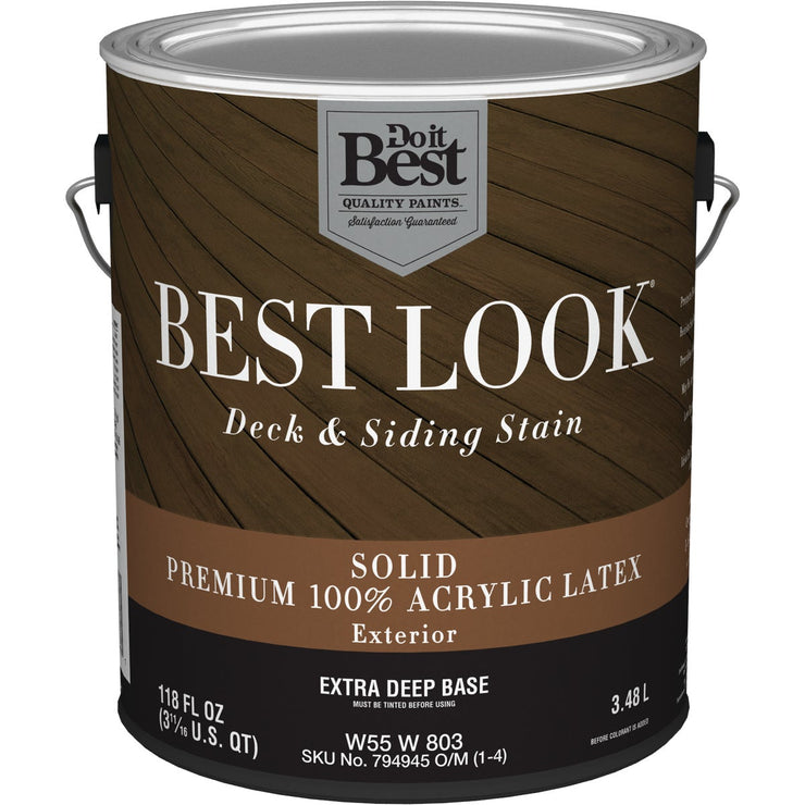 Best Look Solid Deck & Siding Exterior Stain, Extra Deep Base, 1 Gal.