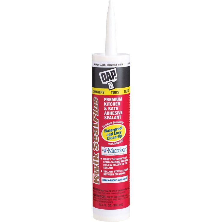 DAP Kwik Seal Plus 10.1 Oz. Brighter White Premium Kitchen & Bath Adhesive Sealant