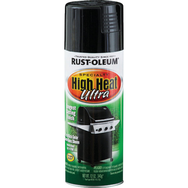 Rust-Oleum Semi-Gloss Ultra Black 12 Oz. High Heat Spray Paint