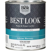 Best Look Latex Paint & Primer In One Satin Interior Wall Paint, Extra Deep Base, 1 Qt.