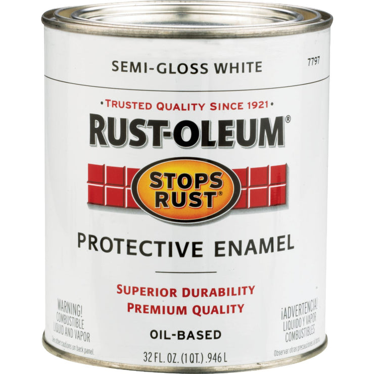 Rust-Oleum Stops Rust Oil Based Semi-Gloss Protective Rust Control Enamel, White, 1 Qt.