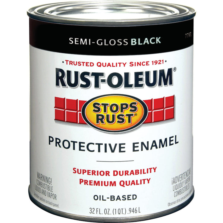 Rust-Oleum Stops Rust Oil Based Semi-Gloss Protective Rust Control Enamel, Black, 1 Qt.