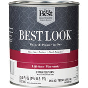 Best Look Latex Paint & Primer In One Flat Enamel Interior Wall Paint, Extra Deep Base, 1 Qt.