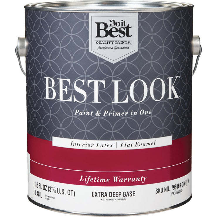 Best Look Latex Paint & Primer In One Flat Enamel Interior Wall Paint, Extra Deep Base, 1 Gal.