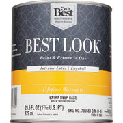 Best Look Latex Paint & Primer In One Eggshell Interior Wall Paint, Extra Deep Base, 1 Qt.
