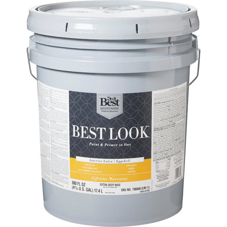 Best Look Latex Paint & Primer In One Eggshell Interior Wall Paint, Extra Deep Base, 5 Gal.
