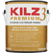KILZ 3 Premium Water-Base Interior/Exterior Sealer Stain Blocking Primer, White, 1 Gal.