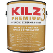 KILZ 3 Premium Water-Base Interior/Exterior Sealer Stain Blocking Primer, White, 1 Gal.
