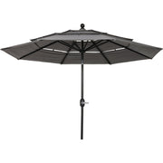 Outdoor Expressions 9 Ft. 3-Tier Tilt/Crank Smoke Gray Patio Umbrella